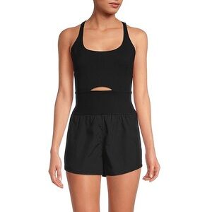 Black Athletic Tank Top and Shorts Set